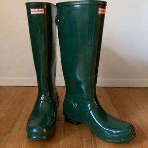 EMERALD GREEN HUNTER RAIN BOOTS SZ 10